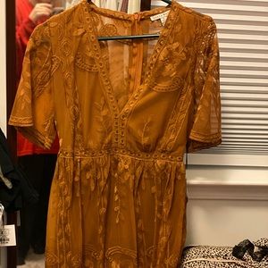 Orange floral detailed dress